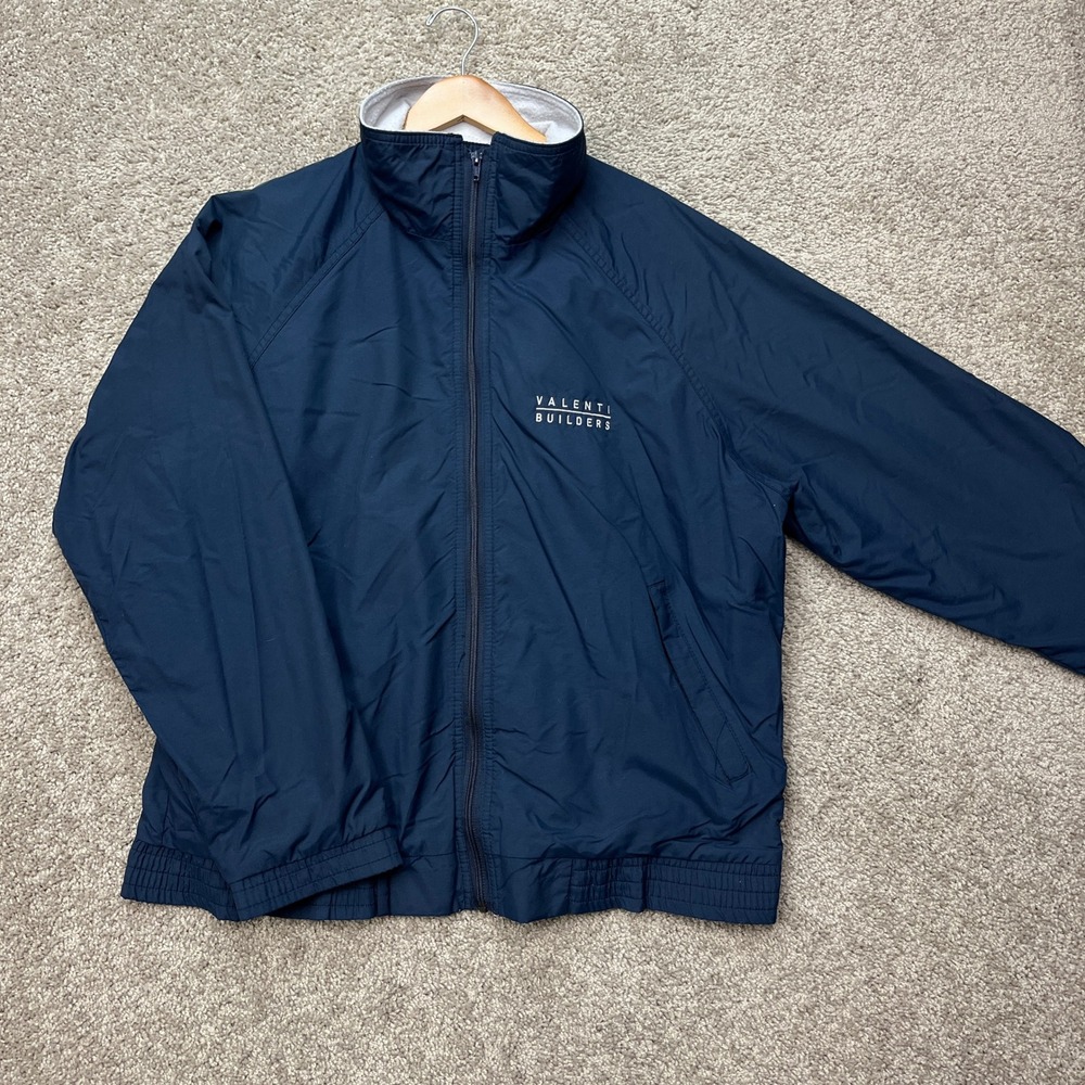 VTG Sportsmaster Windbreaker Jacket Men Large Navy Blue Fleece Lined Made in USA